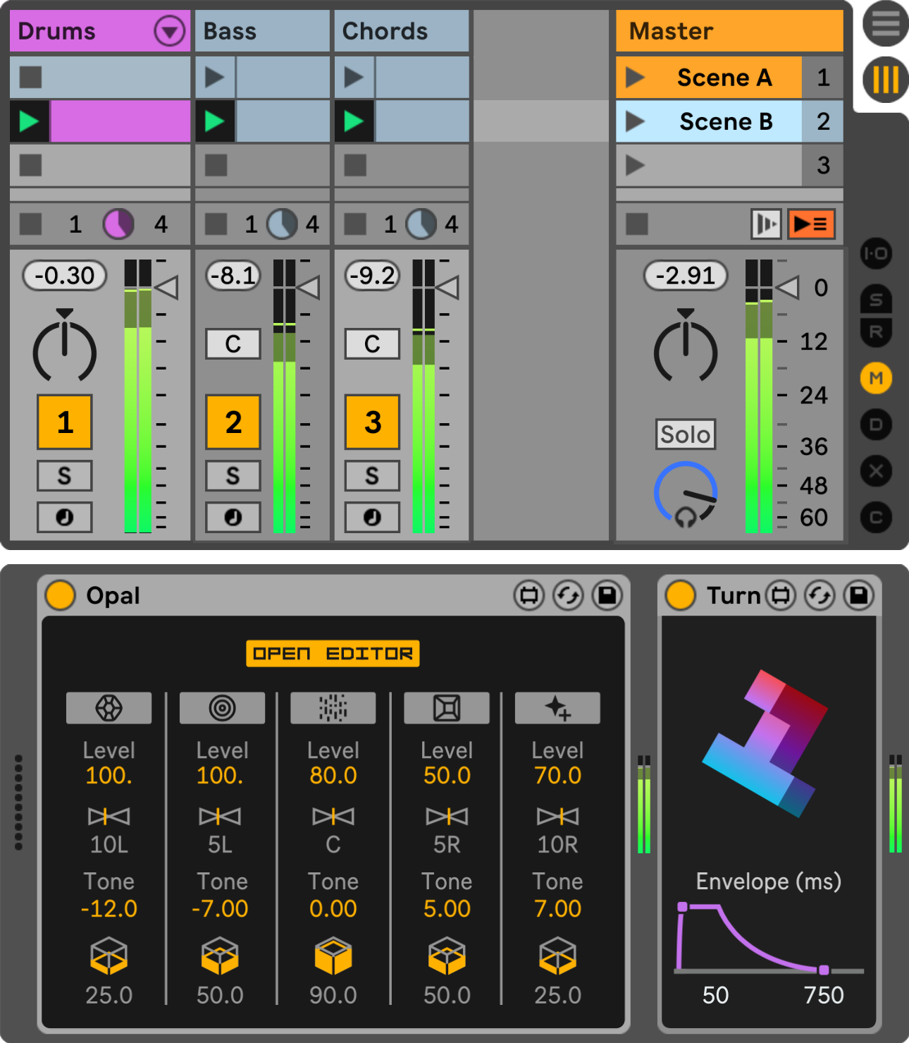 Turn unmutes input audio signals because there is a launched Session View clip on Track 1